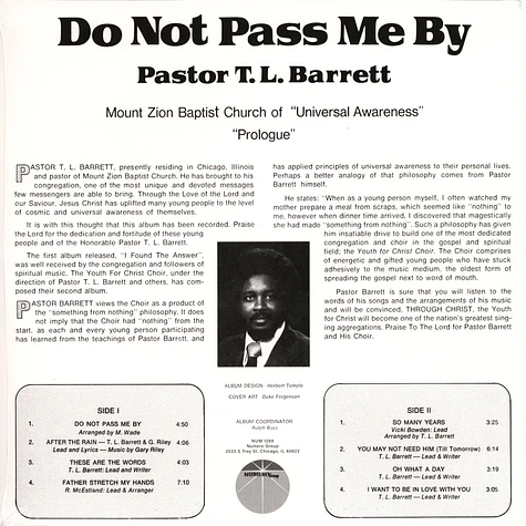 Pastor T.L. Barrett & The Youth For Christ Choir - Do Not Pass Me By Volume 1