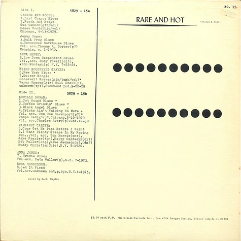 V.A. - Rare And Hot ! 1923-1930 Vocals With Accompaniment