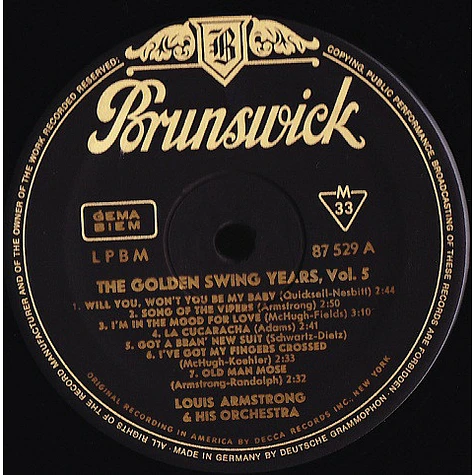 Louis Armstrong With Luis Russell And His Orchestra - The Golden Swing Years - Vol. 5 - A Collection Of Historical Recordings - 1934/36