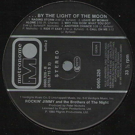 Rockin' Jimmy & The Brothers Of The Night - By The Light Of The Moon