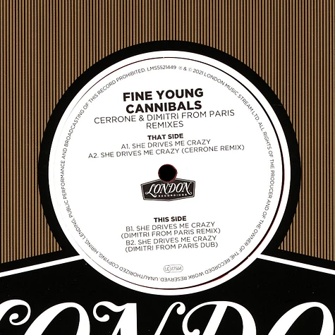 Fine Young Cannibals - She Drives Me Crazy Dimitri From Paris & Cerrone Remixes Record Store Day 2021 Edition