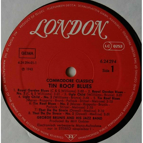 George Brunies And His Jazz Band / Wild Bill Davison And His Commodores - Tin Roof Blues 1943 And 1946