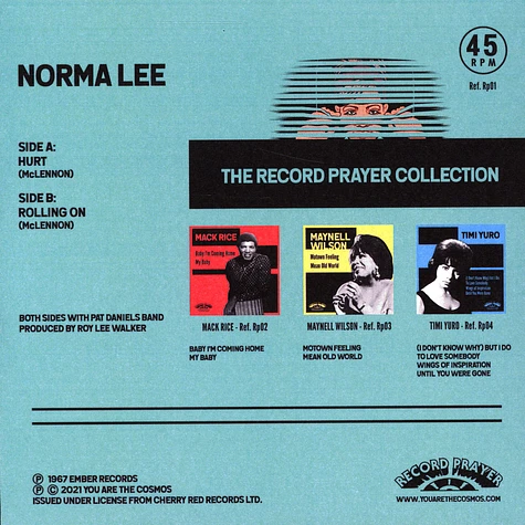 Norma Lee - Hurt / Rolling On