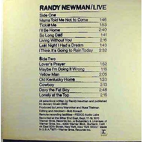 Randy Newman - Live