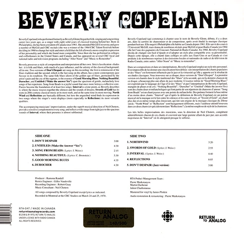 Beverly Copeland - Beverly Copeland Clear Vinyl Edition
