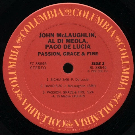 John McLaughlin, Al Di Meola, Paco De Lucía - Passion, Grace & Fire