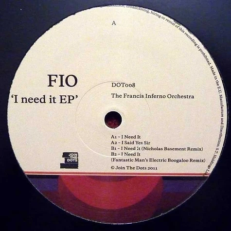 Francis Inferno Orchestra - I Need It EP