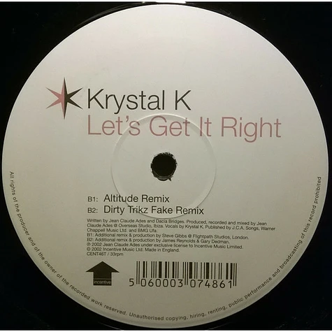 Krystal K - Let's Get It Right (Original Vox Mix Plus Altitude And Dirty Trikz Remixes)