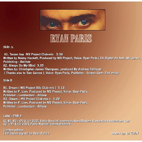 Ryan Paris - 80s Forever Volume 1 Yellow Vinyl Edition