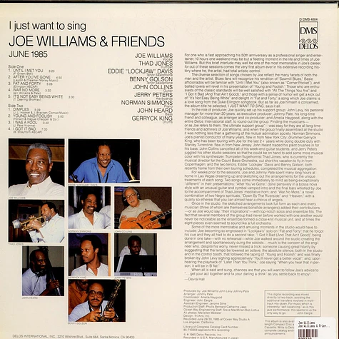 Joe Williams - Joe Williams & Friends June 1985 - I Just Want To Sing