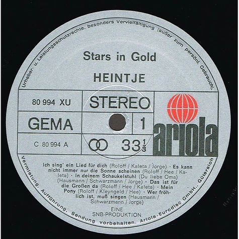 Heintje - Heintje - Stars In Gold