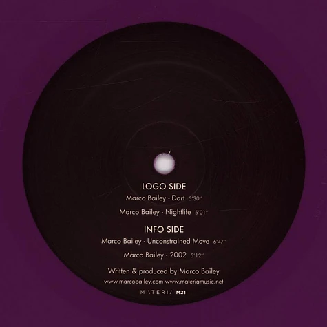Marco Bailey - Album Sampler - Dart EP Purple Vinyl Edition