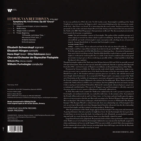 Wilhelm Furtwängler / Obf / Schwarzkopf / Höngen - Sinfonie:Nr.9 Remastered Edition