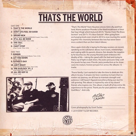 Anti-Lilly & Phoniks - That's The World Orange Crush / Coke Bottle Green / Swamp Green Vinyl Edition