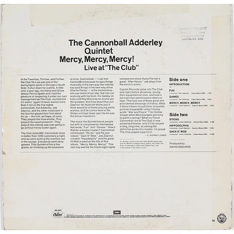 The Cannonball Adderley Quintet - Mercy, Mercy, Mercy! Live At "The Club"