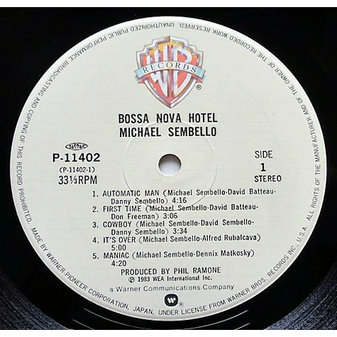 Michael Sembello - Bossa Nova Hotel - Vinyl LP - 1983 - JP