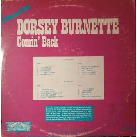 Dorsey Burnette - Comin' Back