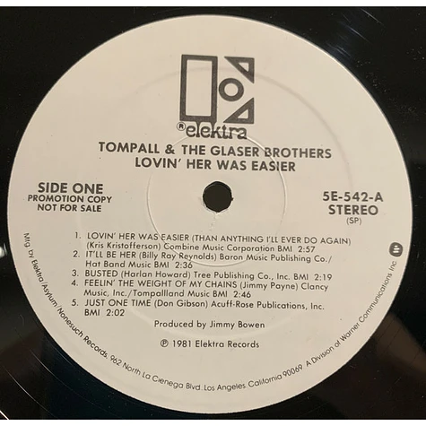 Tompall Glaser & The Glaser Brothers - Lovin' Her Was Easier