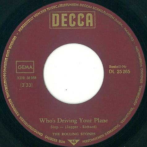The Rolling Stones - Have You Seen Your Mother, Baby, Standing In The Shadow? / Who's Driving Your Plane