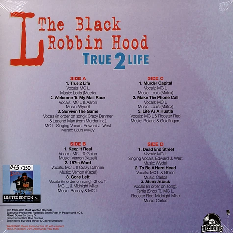L The Black Robbin Hood - True 2 Life Splatter Vinyl Edition