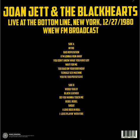 Joan Jett & The Blackhearts - Live At The Bottom Line, New York, 12/27/80 (WNEW FM Broadcast)