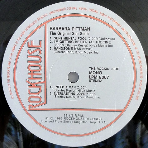 Barbara Pittman - The Original Sun Sides