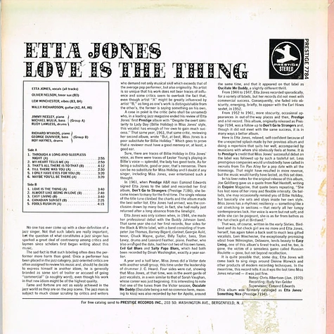 Etta Jones - Love is the Thing