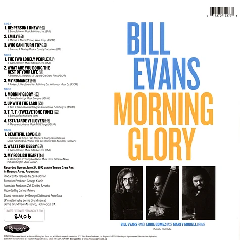 Bill Evans - Morning Glory 1973 Concert Record Store Day 2022 Vinyl Edition