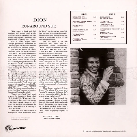 Dion - Runaround Sue Clear Vinyl Edtion