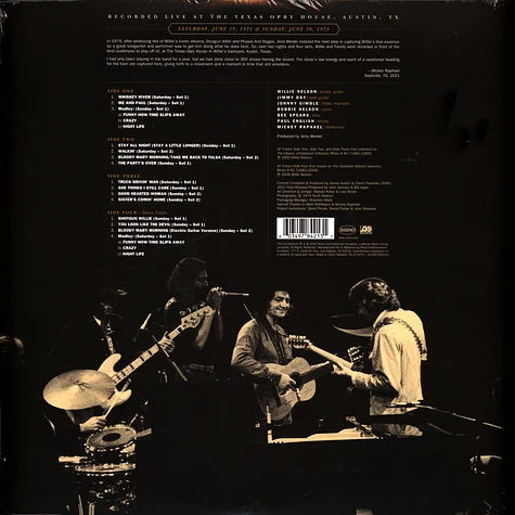 Willie Nelson - Live At The Texas Opryhouse, 1974 Record Store Day 2022 Vinyl Edition