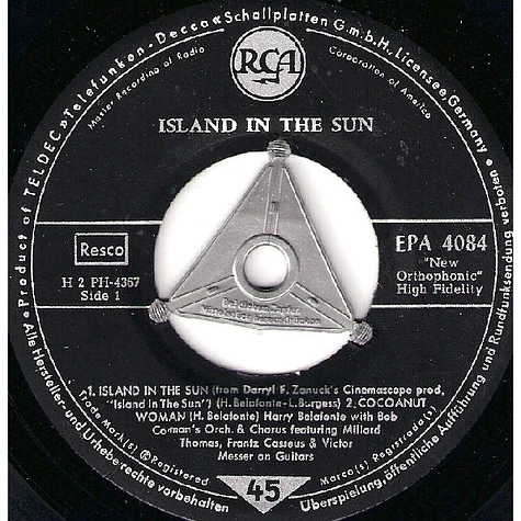 Harry Belafonte - Island In The Sun (Musik Aus Dem Centfox-Film "Heisse Erde")