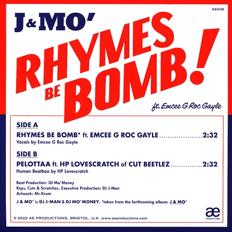 J & Mo - Rhymes Be Bomb / Pelottaa