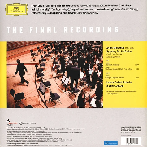 Anton Bruckner - Claudio Abbado, Lucerne Festival Orchestra - Symphony No. 9
