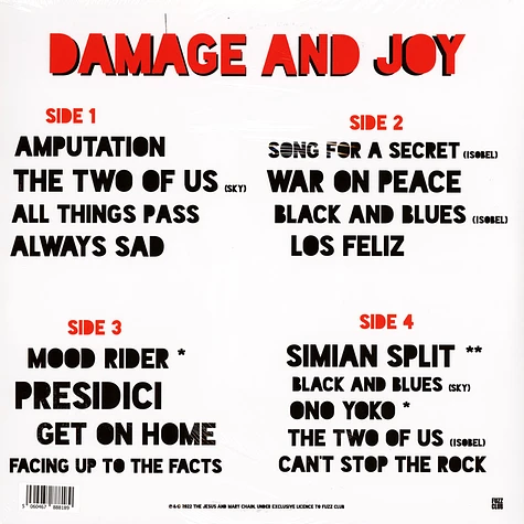 The Jesus And Mary Chain - Damage And Joy Clear Vinyl Deluxe Edition