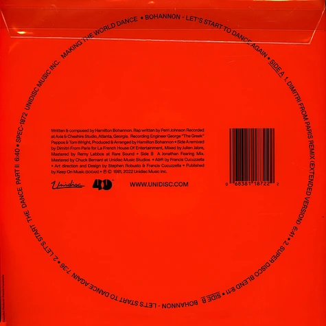 Bohannon & Dimitri From Paris - Let's Start To Dance Again Red Translucent Vinyl Edition