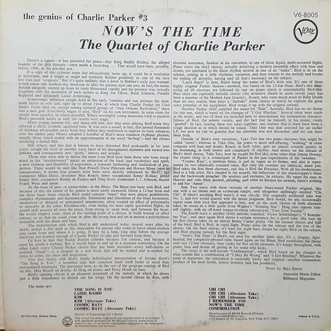 The Charlie Parker Quartet - Now's The Time