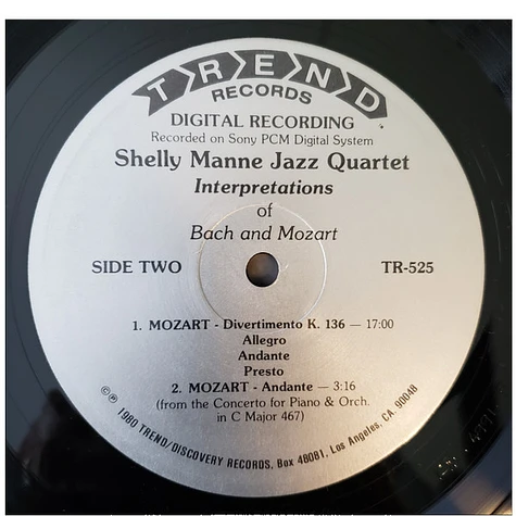 Shelly Manne Jazz Quartet - Interpretations Of Bach And Mozart