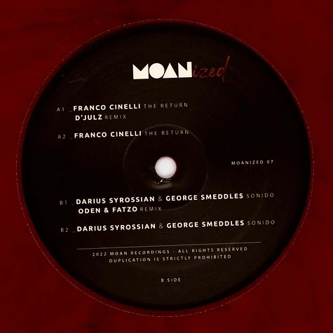 Franco Cinelli, Darius Syrossian & George Smeddes - Moanized 07 Dark Red Marbled Vinyl Edition