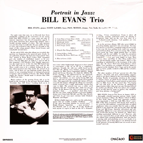 Bill Evans - Portrait In Jazz Marble Vinyl Edition