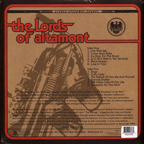 Lords Of Altamont - Take Altamont Colour In Colour Transparent Orange/Splatter Red Vinyl Edition
