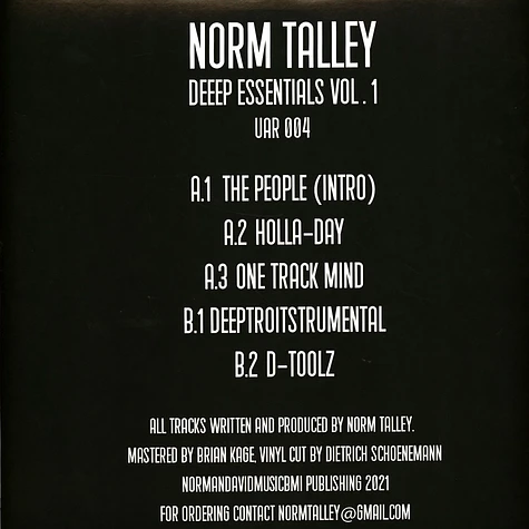 Norm Talley - Deep Essentials Volume 1 2022 Repress