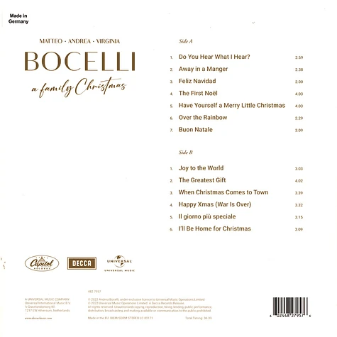 Andrea Bocelli Releasing 'A Family Christmas' Album