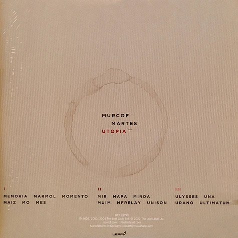 Murcof - Martes + Utopia 20th Anniversary White Vinyl Edition