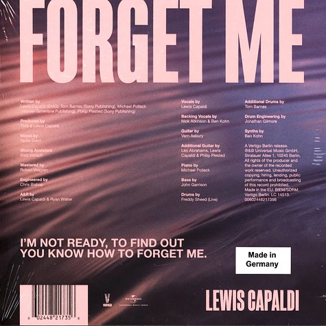 Lewis Capaldi - Forget Me Limited Signed Edition