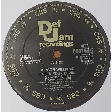Alyson Williams - I Need Your Lovin' (Extended Remix)