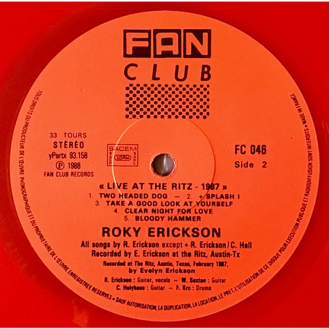 Roky Erickson - Live At The Ritz 1987