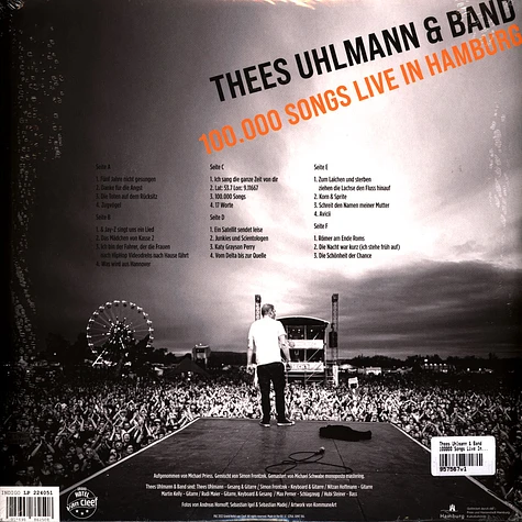 Thees Uhlmann & Band - 100000 Songs Live In Hamburg Black Vinyl Edition