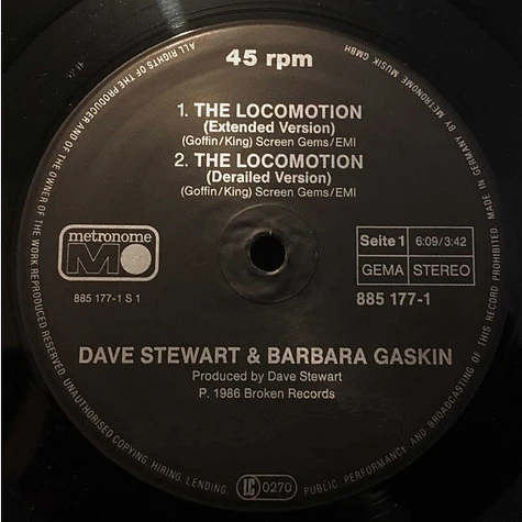 Dave Stewart & Barbara Gaskin - The Locomotion