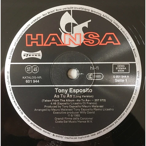 Tony Esposito - As Tu Às