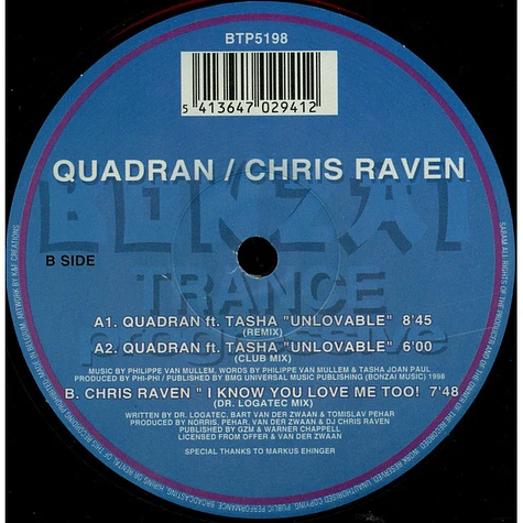 Quadran / Chris Raven - Unlovable / I Know You Love Me Too